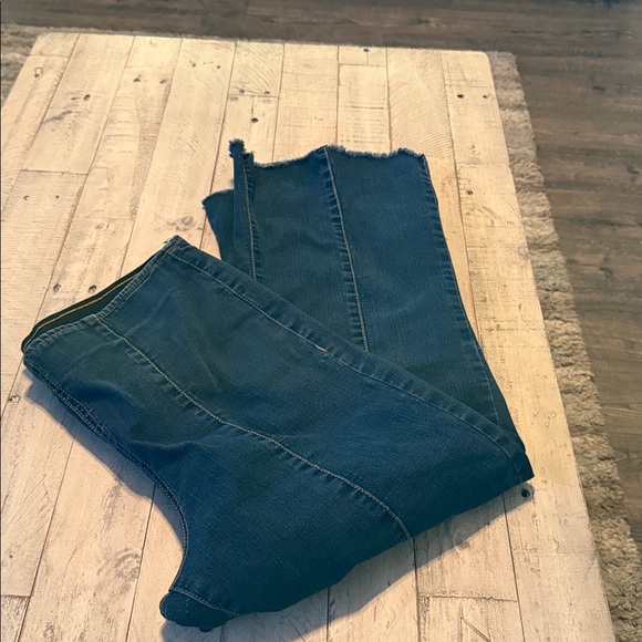 INC International Concepts Dark Blue Flare Jeans with Elastic Waist Size 14/32 - Picture 1 of 12